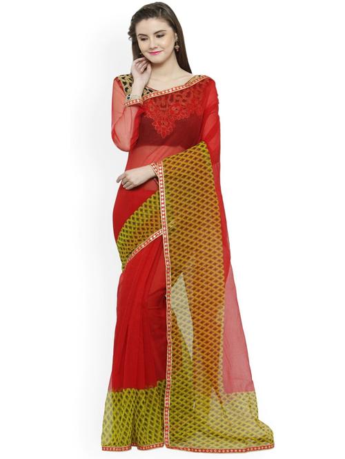 red printed saree with blouse - 21337049 - Very Small Image - 1