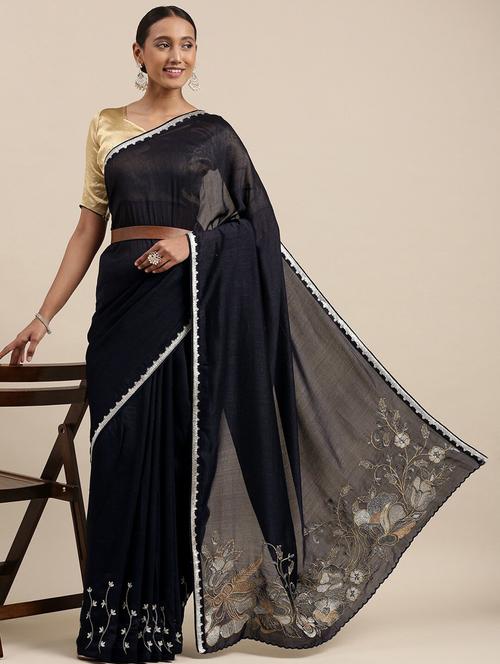 women black embroidered saree - 21337064 - Very Small Image - 1