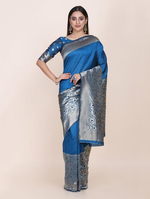 women self design banarasi saree with blouse - 21337082 - Very Small Image - 1
