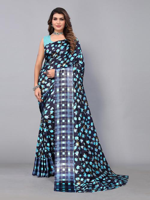 navy blue floral printed saree - 21337111 - Very Small Image - 1