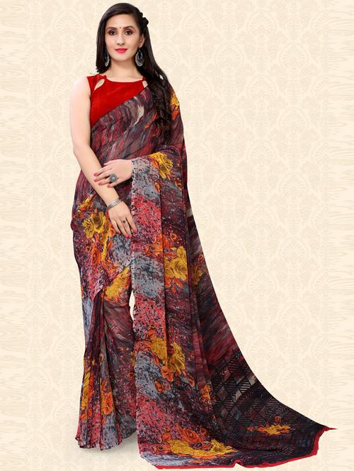 women printed saree with blouse - 21337129 - Very Small Image - 1