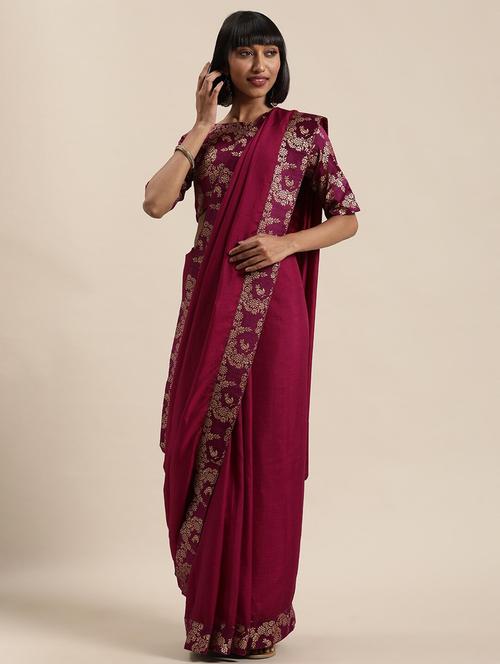 women solid with bordered saree - 21337204 - Very Small Image - 1