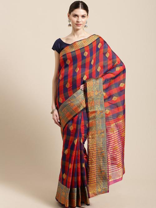 multi colored kanjivaram saree with blouse - 21337217 - Very Small Image - 1