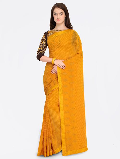 yellow printed saree - 21337267 - Very Small Image - 1