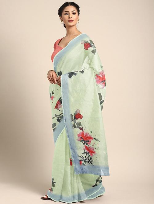 women printed saree with blouse - 21337297 - Very Small Image - 1