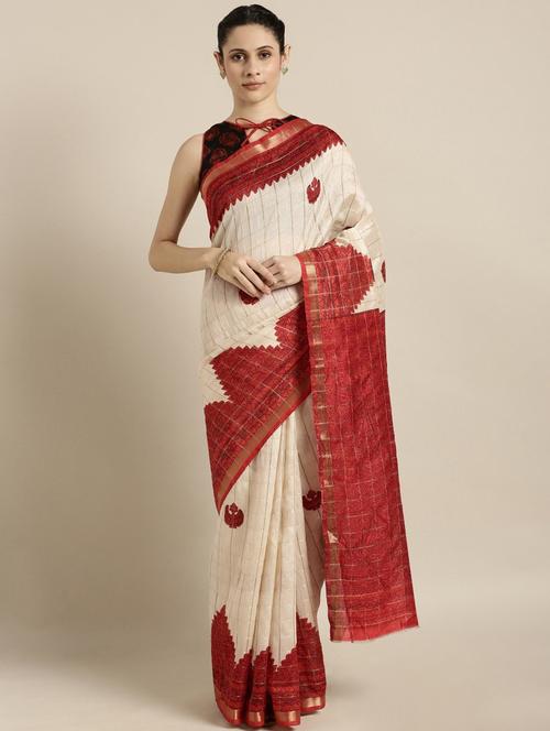 women checkered printed saree with blouse - 21337357 - Very Small Image - 1