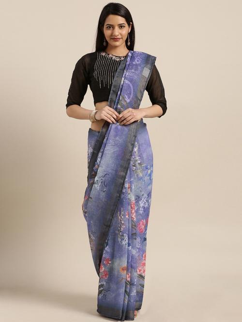 women printed saree with blouse - 21337397 - Very Small Image - 1