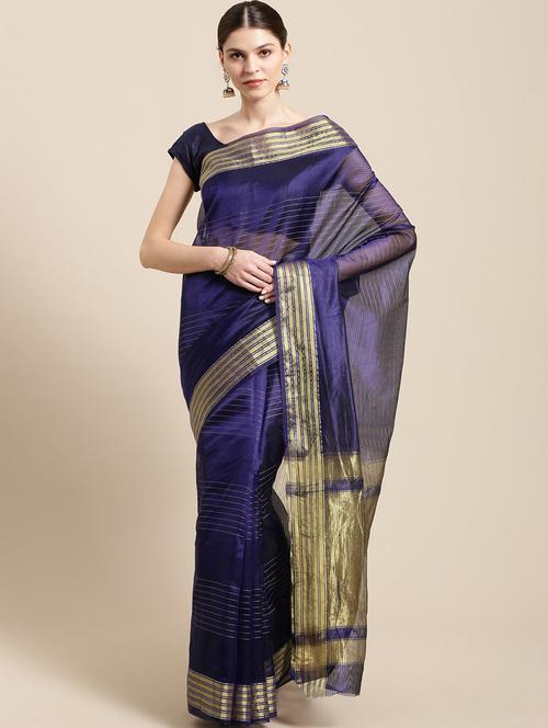 women striped bordered saree with blouse - 21337441 - Very Small Image - 1