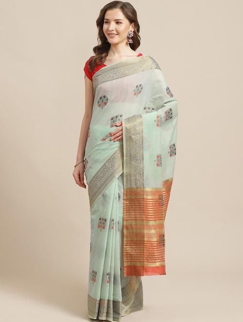 women self design bordered saree with blouse - 21337442 - Very Small Image - 1