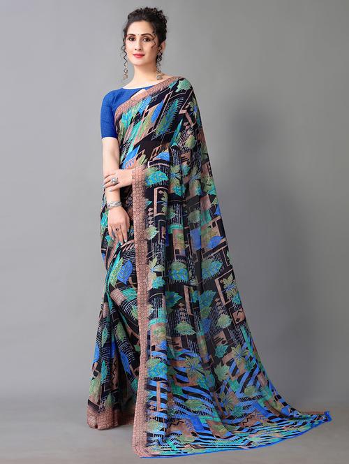 women printed saree with blouse - 21337602 - Very Small Image - 1