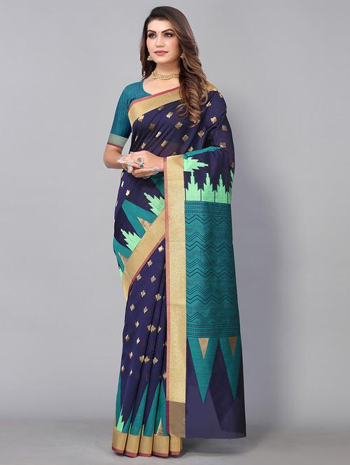 women self design banarasi saree with blouse - 21337621 - Very Small Image - 1