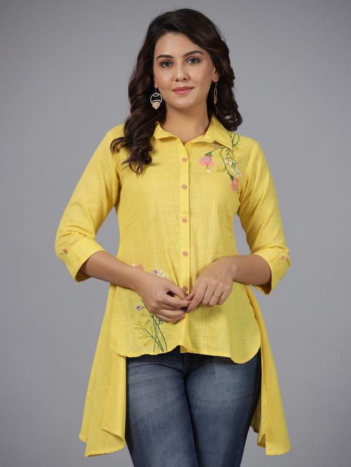 yellow embroidered high-low tunic - 21337824 - Very Small Image - 1