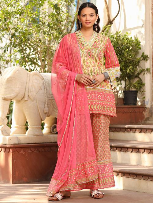women kurta palazzo set with dupatta - 21337880 - Very Small Image - 1