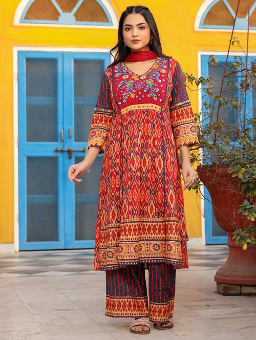 women printed kurta pant suit set - 21337882 - Very Small Image - 1