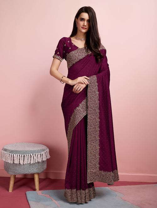 teal green zari embroidered saree - 21338189 - Very Small Image - 1