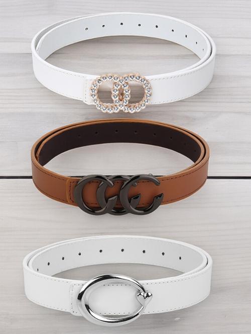 women stylish casual leather belt combo - 21338205 - Very Small Image - 1