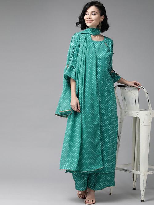 women kurta palazzo set wit dupatta - 21338531 - Very Small Image - 1