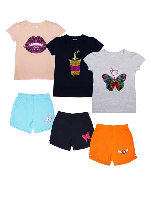 girls multicolored printed set of 3 shorts set - 21338573 - Very Small Image - 1