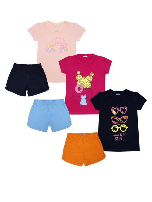 girls multicolored printed set of 3 shorts set - 21338591 - Very Small Image - 1