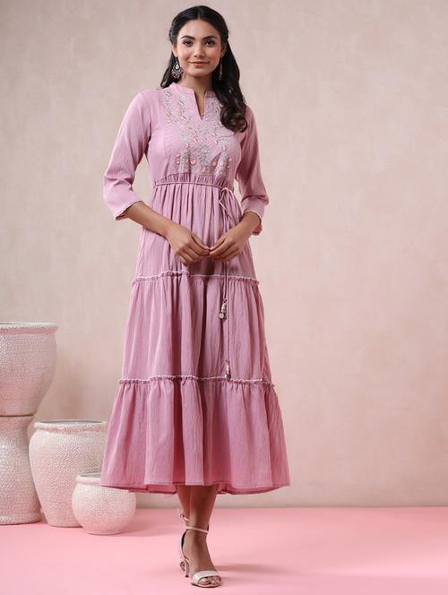 women embroidered ethnic tiered dress - 21338629 - Very Small Image - 1