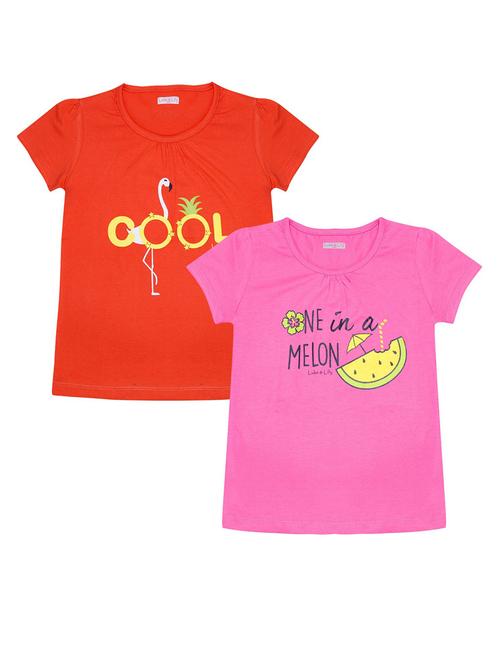 girls round neck front printed set of 2 regular tee - 21338726 - Very Small Image - 1