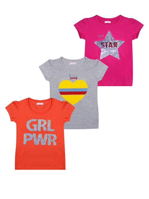 girls multicolored set of 3 printed regular tee - 21338742 - Very Small Image - 1
