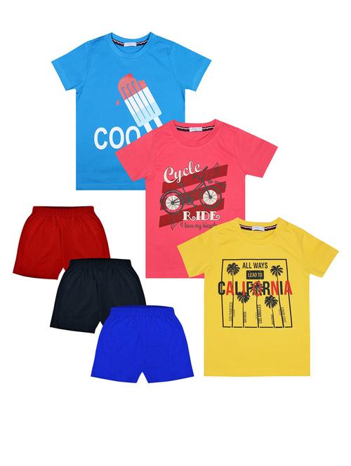 boys round neck set of 3 printed shorts set - 21339155 - Very Small Image - 1
