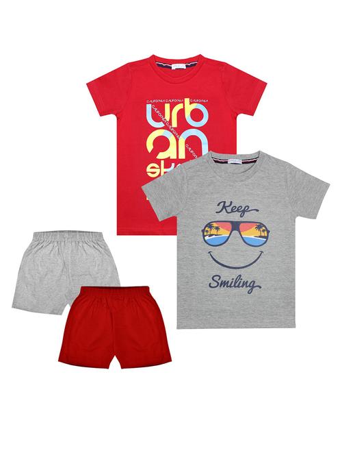 boys round neck set of 2 graphic shorts set - 21339184 - Very Small Image - 1
