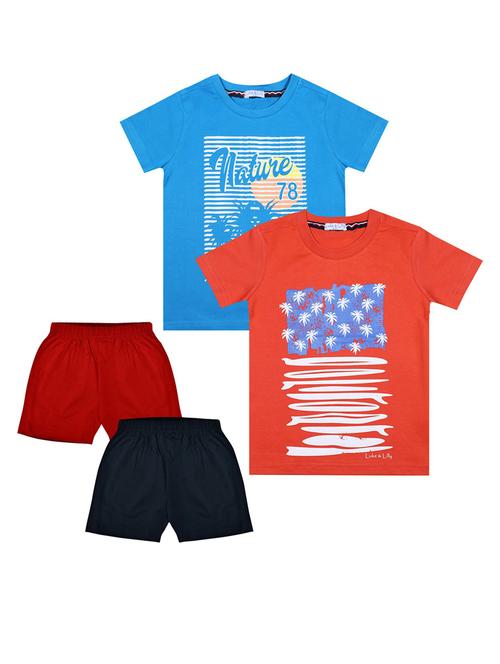 boys round neck set of 2 graphic shorts set - 21339193 - Very Small Image - 1