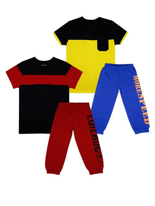 boys round neck color block set of 2 full length set - 21339265 - Very Small Image - 1