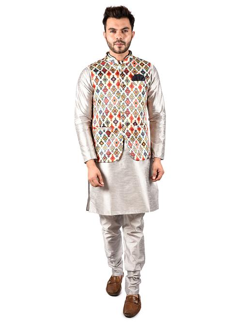 mens kurta pyjama ethnic wear set with nehru jacket - 21340684 - Very Small Image - 1