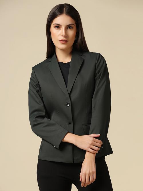 women solid long sleeves single breasted blazer - 21340900 - Very Small Image - 1