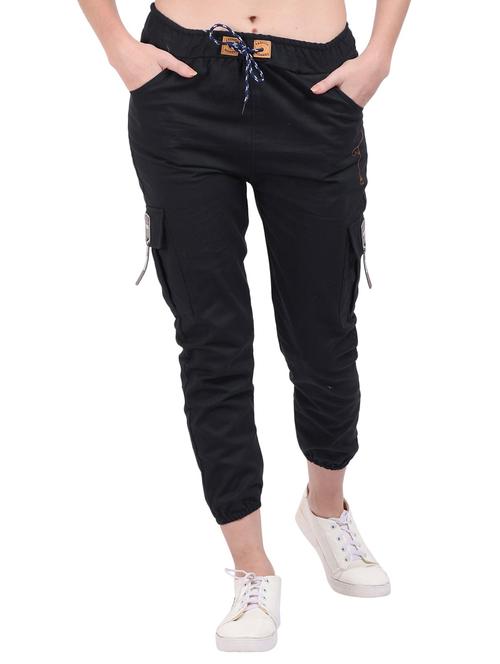women black cotton blend track pant - 21341080 - Very Small Image - 1