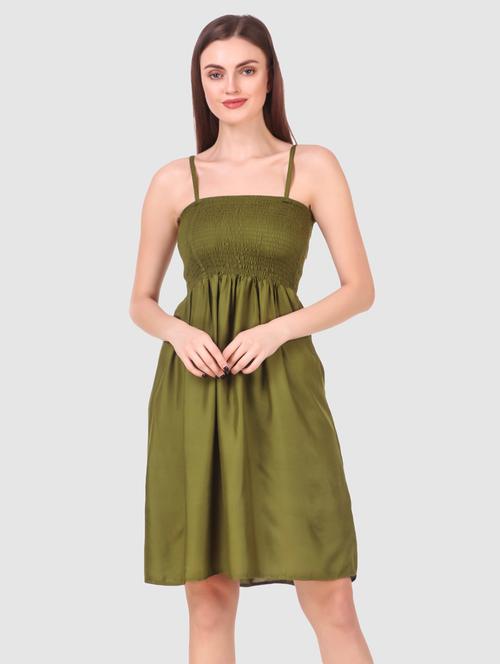 women solid shoulder strap a-line dress - 21341152 - Very Small Image - 1