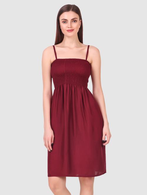 women maroon viscose a-line dress - 21341154 - Very Small Image - 1