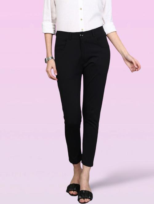 women solid mid rise cigarette pants - 21345245 - Very Small Image - 1