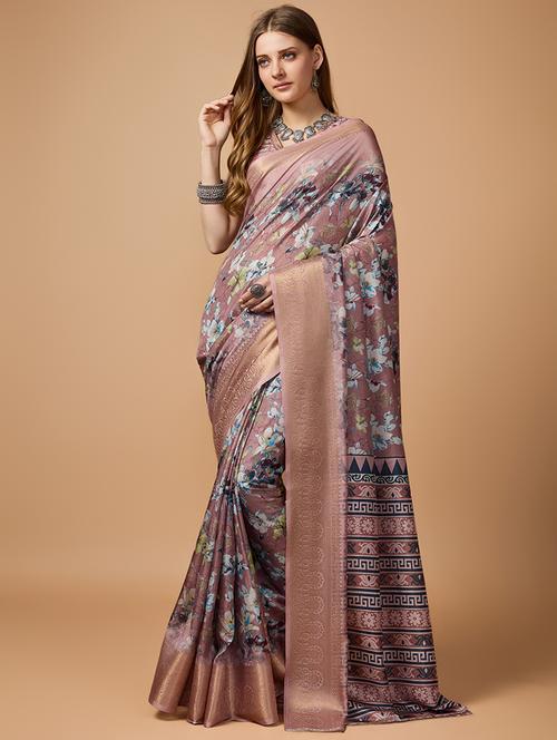 women printed bordered saree with blouse - 21345338 - Very Small Image - 1