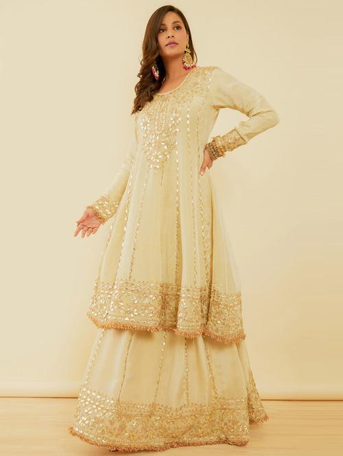 women cream rayon a-line kurta & skirt set - 21345467 - Very Small Image - 1