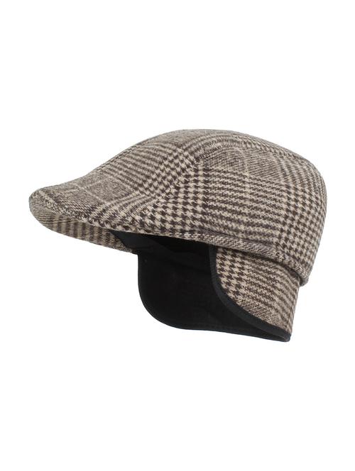 men's checkered woolen golf cap with earflap - 21346466 - Very Small Image - 1
