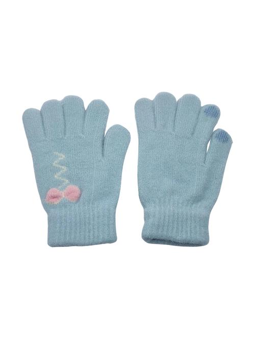 blue self-designed wool gloves - 21346960 - Very Small Image - 1