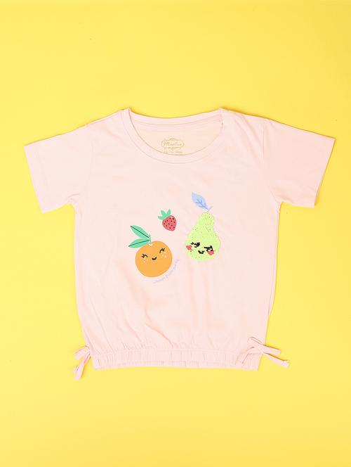 girls pink cotton regular tee - 21347333 - Very Small Image - 1