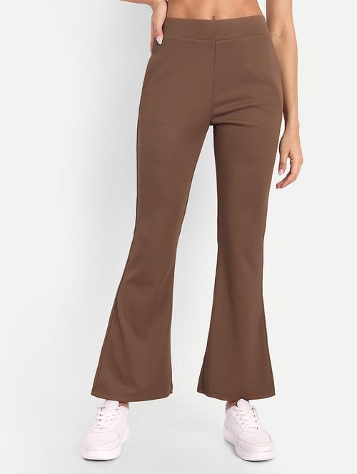 women brown solids bootcut trousers - 21347516 - Very Small Image - 1
