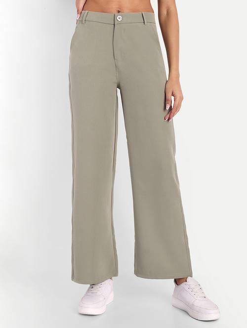 women solid high rise wide leg trouser - 21347578 - Very Small Image - 1