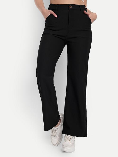 women black cotton blend wide leg trouser - 21347675 - Very Small Image - 1