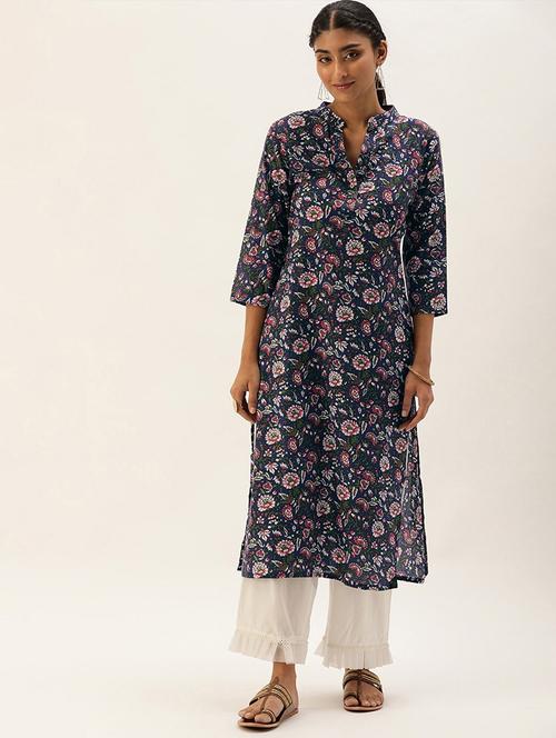 women three quarter sleeve straight kurta - 21347811 - Very Small Image - 1