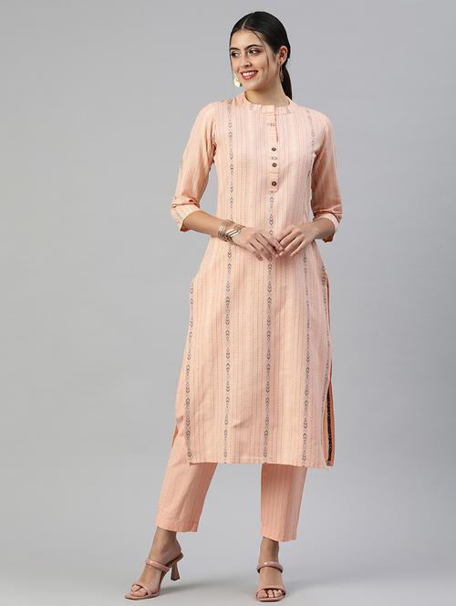 women peach kurta pant set - 21347971 - Very Small Image - 1