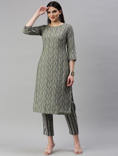 women green kurta pant set - 21347977 - Very Small Image - 1