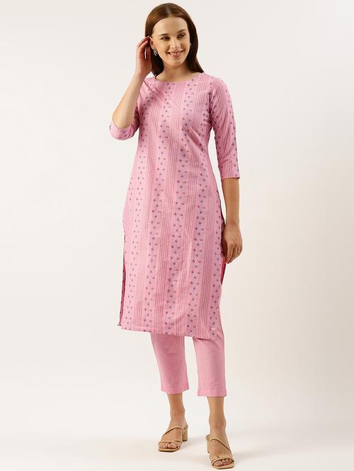 women round neck kurta pant set - 21348110 - Very Small Image - 1