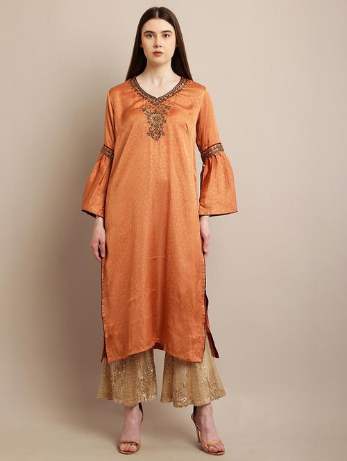 orange self design kurta sharara set - 21348220 - Very Small Image - 1