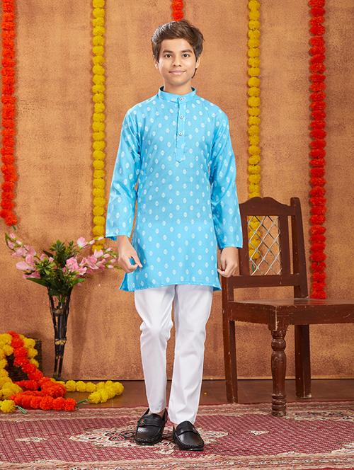 turquoise cotton kurta sets kurtas & set - 21348766 - Very Small Image - 1